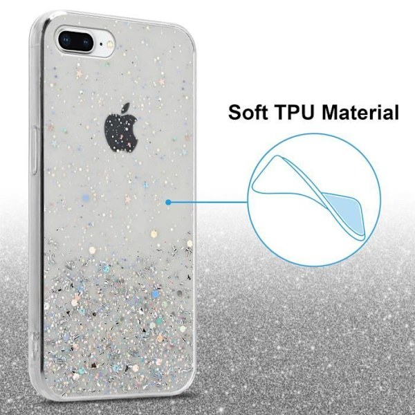 Fodral för Apple iPhone 7 PLUS / 7S PLUS / 8 PLUS Transparent fodral med glitterfodral Skyddande silikon TPU-hink