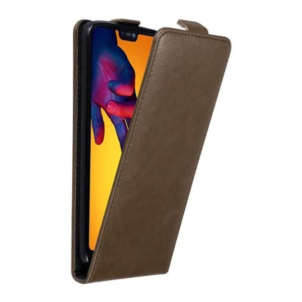 Flipfodral - CADORABO - Huawei P20 LITE - Brun konstläder - Magnetisk stängning - Fullständigt skydd kastanj