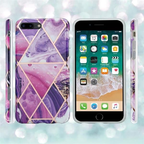 Skal för iPhone 7 PLUS / 7S PLUS / 8 PLUS i Lila Våg Marmor Nr. 14 Skyddsetui Violett