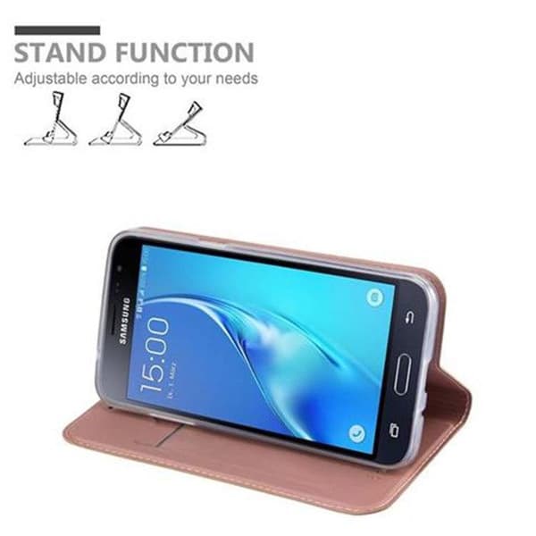 Fodral med lock för Samsung Galaxy J3 2016 Etui i KLASISK ROSÉ Plånbok Stötsäker Ros