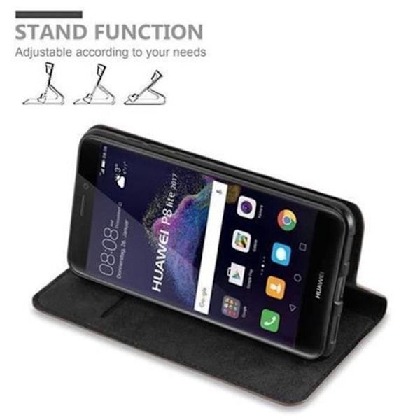 Cadorabo Huawei P8 LITE 2017 Fodral KAFFEBRUNT Osynlig magnetisk STÄNGNING Fodral Fodral stöder stativ och kortplats