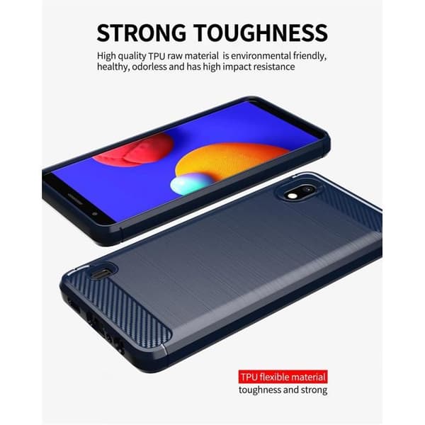 Skyddsfodral för Samsung Galaxy A10 / M10 BORSTAD BLÅ Kolfiberdesign Blå