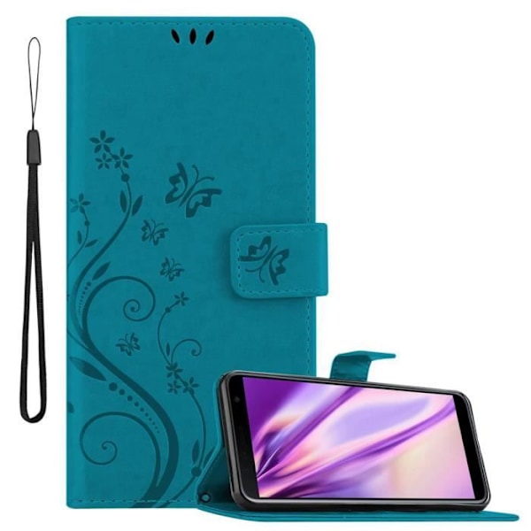 Fodral till Samsung Galaxy J6 PLUS i BLOMMA BLÅ Cadorabo Cover Protection Floral BLOMMA BLÅ