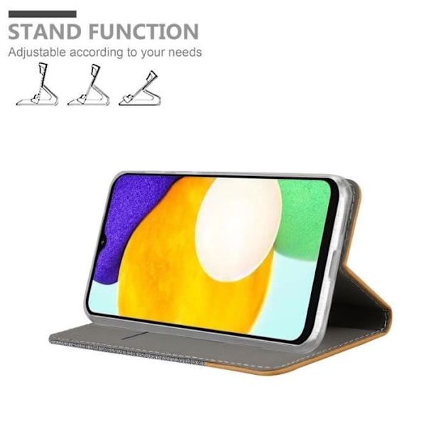 Coque - CADORABO - Samsung Galaxy A13 5G - Ljusgrå Brun - Simililäder - Magnetisk Stängning LJUSGRÅ BRUN