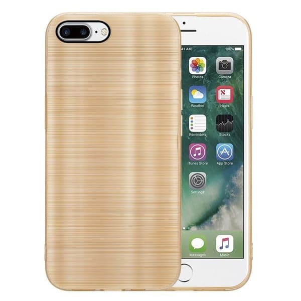 Skal för iPhone 7 PLUS / 7S PLUS / 8 PLUS Borstad Guld Kameraskydd Gul