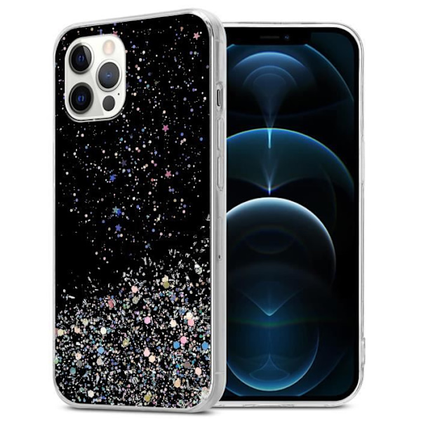Skyddshölje - CADORABO - iPhone 12 PRO MAX - Silikon TPU - Glittrande design - Stötabsorberande skydd Svart