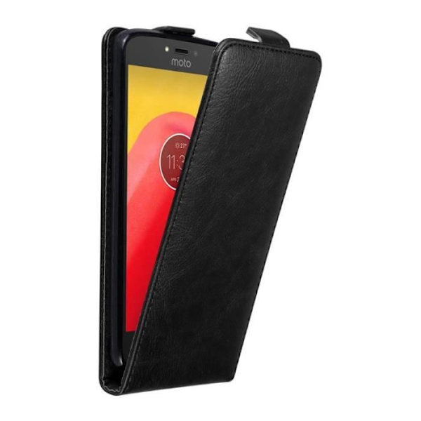 Skyddshölje - CADORABO - Motorola MOTO C - Syntetiskt läder - Flip - Magnetstängning Svart