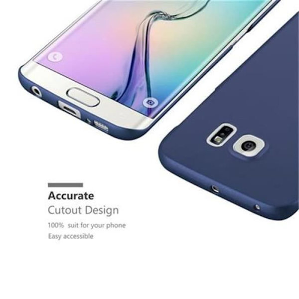 Cadorabo Fodral Samsung Galaxy S6 EDGE BLÅ METALL DESIGN MATT METALL Hårt plastskydd Skydd Hårt fodral Skal Ultra Slim Bumper