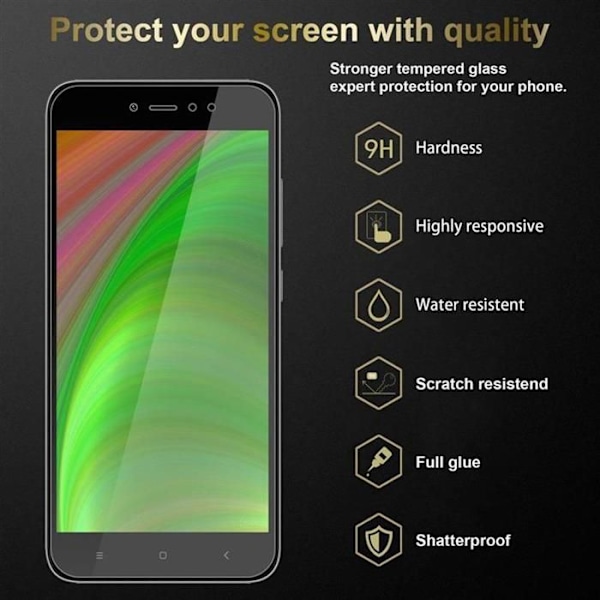 3x Härdat glas skärmskydd för Xiaomi RedMi NOTE 5A PRIME Hög transparens tempererat glas Vit