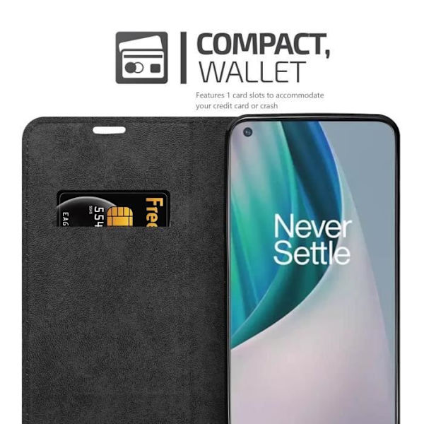 Coque - CADORABO - OnePlus Nord N10 5G - Mörk Natt - Magnetisk stängning - Ställfunktion NATTSVART