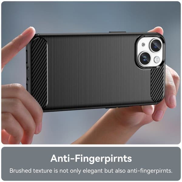 iPhone 14 Fodral Borstad Svart Kolfiber Design Svart