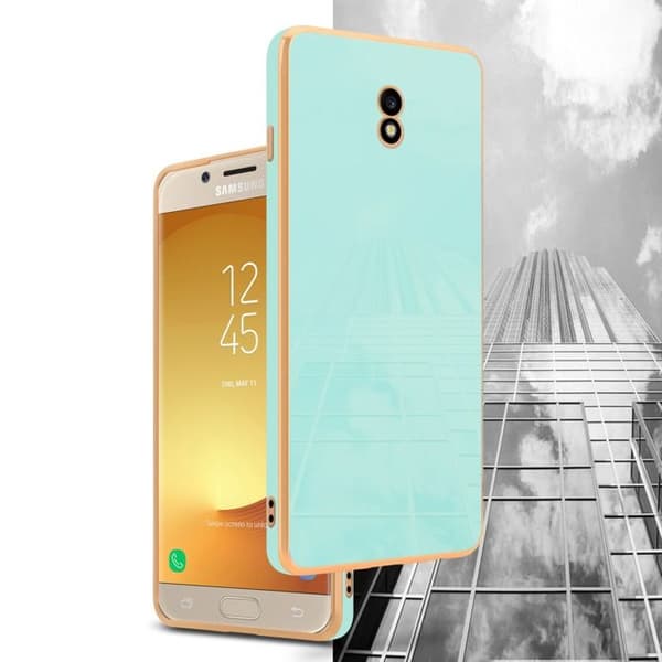 Skydd för Samsung Galaxy J7 2017 Glansig Mintgrön - Guld med skydd för kamera Grön