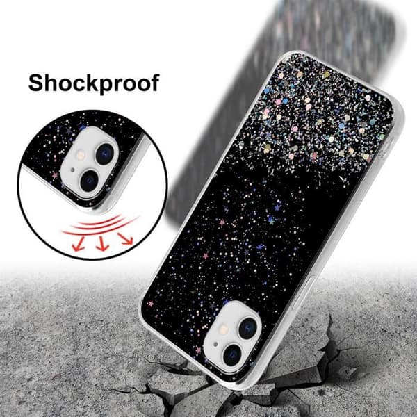 iPhone 11 PRO Svart Skal med Glitter Skydd Glittrande Design Svart
