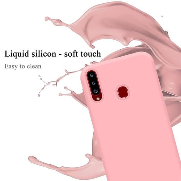 Skyddande stötsäker skal för Samsung Galaxy A20s i LIQUID PINK Ros