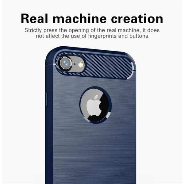 Skal för iPhone 7 / 7S / 8 BORSTAD BLÅ Kolfiberdesign Blå