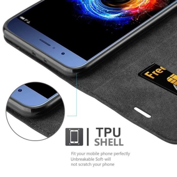 Cadorabo Honor 8 PRO Fodral NATTSVART Osynlig MAGNETISK STÄNGNING Fodralskydd Stöder stativ och kortplats