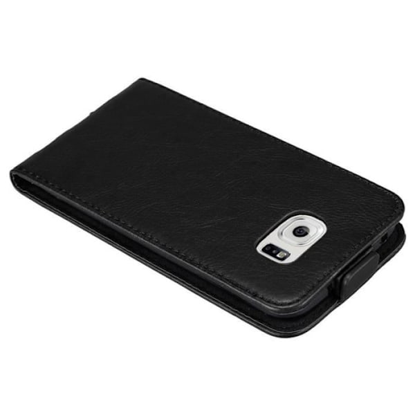 Skyddsfodral - CADORABO - Samsung Galaxy S6 EDGE - Syntetiskt läder - Magnetstängning - Flip-stil Svart