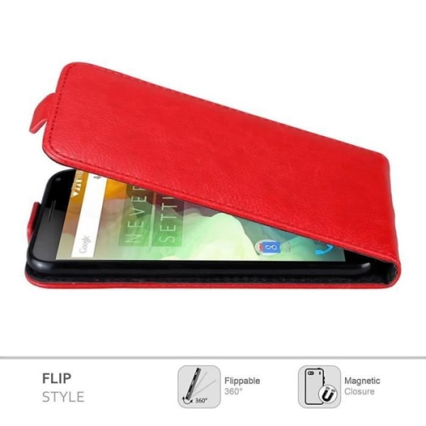 Coque - CADORABO - OnePlus 2 - Syntetiskt läder Röd - Flip-stil - Magnetisk Stängning Röd