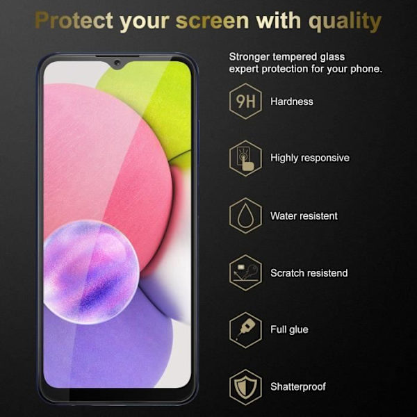 Skärmhärdat glas för Samsung Galaxy A03s Skyddsfilm i HÖGT TRANSPARENT härdat härdat glas Transparent