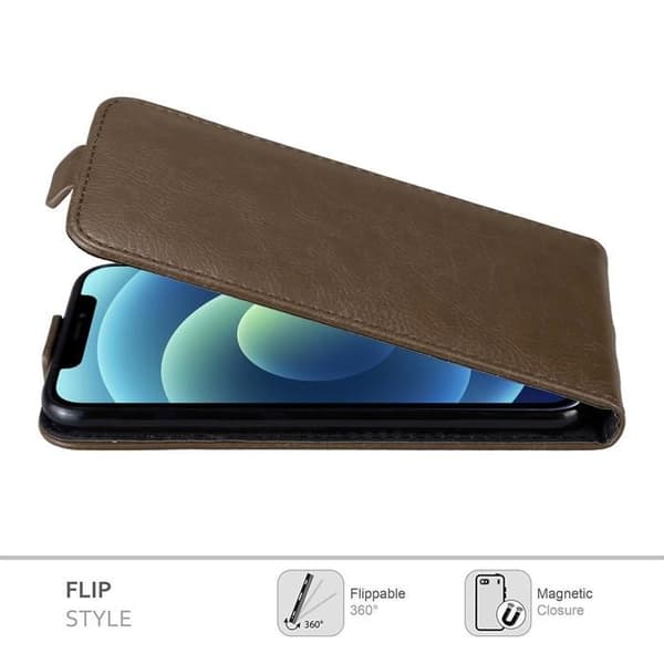 Etui för iPhone 12 / 12 PRO Fodral med flip i MÖRK BRUN Flip-skydd brun