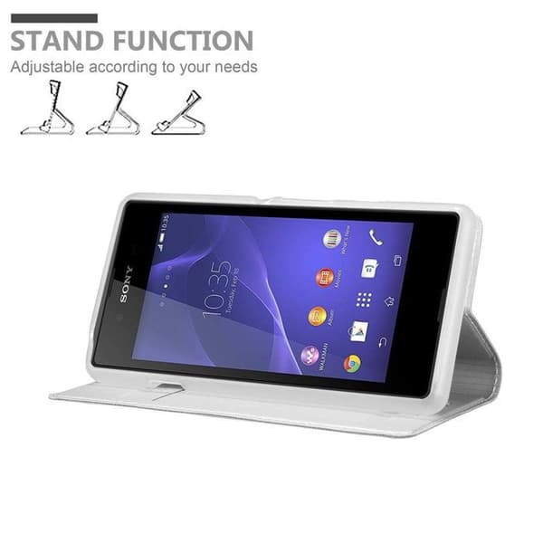 Flip-fodral för Sony Xperia E3 Etui i KLASSISK SILVER Plånbok Stötsäker Grå