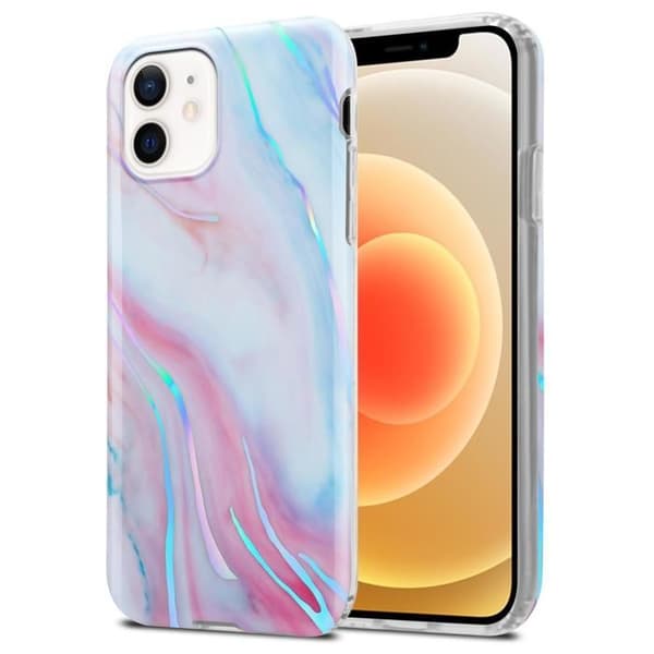 Skal för iPhone 12 / 12 PRO i Marmor Rosa Vit Nr. 15 Skyddsetui Vit