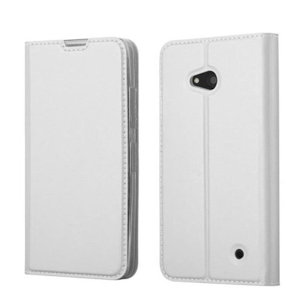 Nokia Lumia 640 Fodral i KLASSIGT SILVER från Cadorabo (METALLIC MATT Design) Helt skyddsfodral med flipskydd och stativ