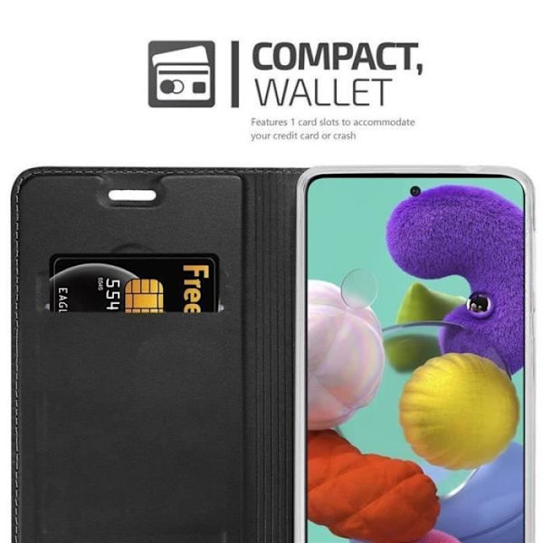 Fodral - CADORABO - Samsung Galaxy A51 - Svart - Magnetisk stängning - Hållbart skydd Svart