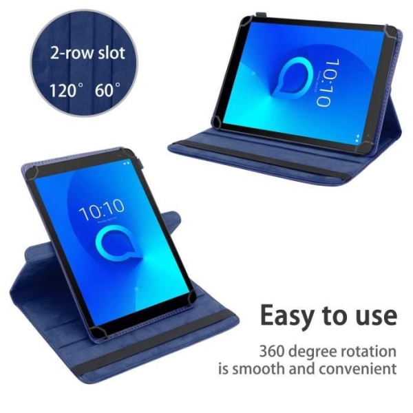 Surfshutz för surfplatta - CADORABO - Alcatel 1T (7 tum) 2021 - Syntetiskt läder - 360° skydd - Inbyggt stativ Mörkblå