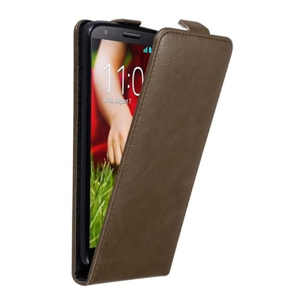 Flip-fodral - CADORABO - LG G2 - Brun konstläder - Magnetisk stängning - Fullständigt skydd kastanj