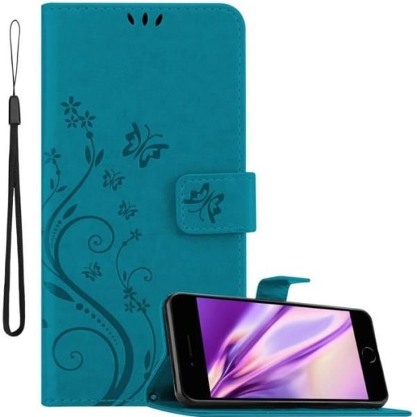 Cadorabo Fodral för Apple iPhone 8 PLUS / 7 PLUS / 7S PLUS i blått - blommönster Blå