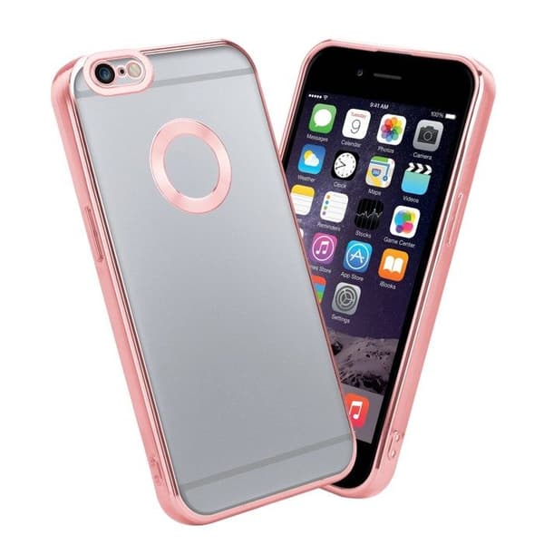 Transparent iPhone 6 / 6S-fodral - Rosa Stötskydd Chrome Design Vit