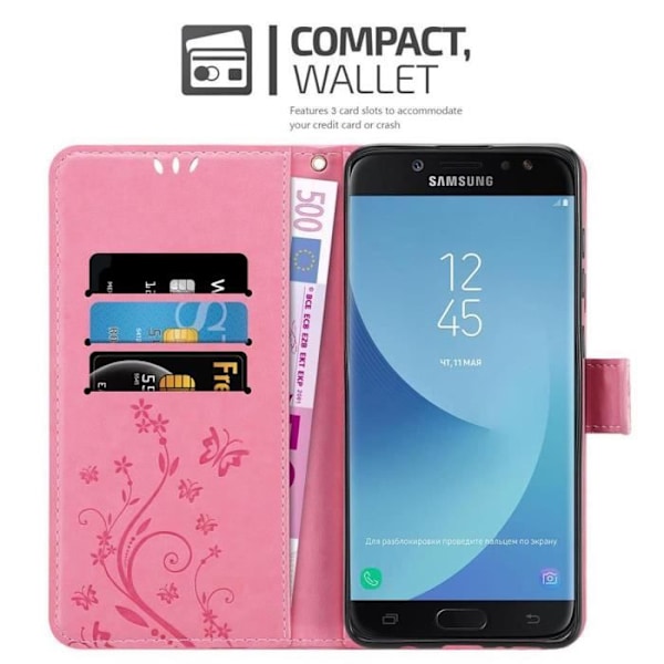 Etui för Samsung Galaxy J7 2018 - CADORABO - ROSE FLORAL - Konstläder - Ställfunktion - Magnetstängning ROSENFLORTLAR