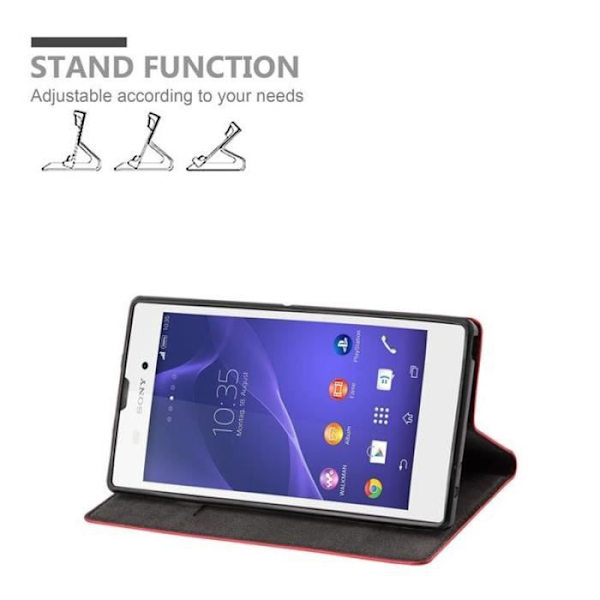 Sony Xperia T3 fodral i APPLE RED från Cadorabo (INVISIBLE MAGNETIC CLOSURE Design) Helt skyddande fodral med flip flik