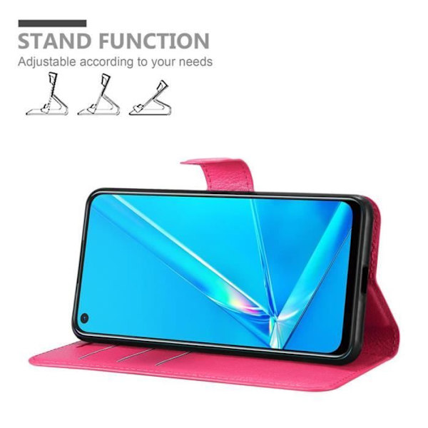 Etui för Oppo A92 - CADORABO - SOCKERROSA - Syntetläder - Magnetisk stängning - Ställfunktion GODISROSA