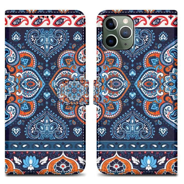 Coque för iPhone 11 PRO - CADORABO - Mandala Blå - Syntetiskt läder - Magnetisk stängning - Komplett skydd Blå