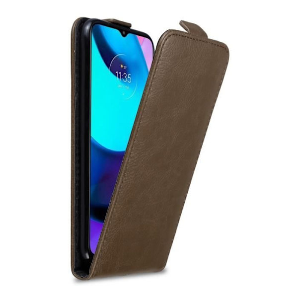 Coque - CADORABO - MOTO E20 / E30 / E40 - Syntetiskt läder Marron Café - Skydd Flip Magnetisk - Plånbok kaffe brunt