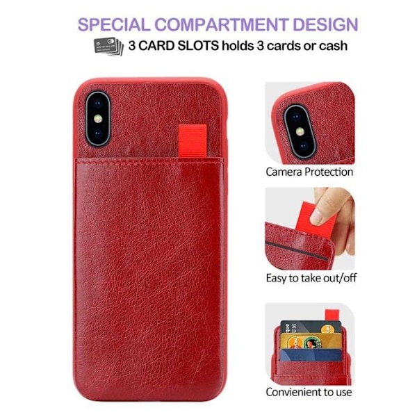 Skal för Apple iPhone X / XS Etui i RÖD KIRSEBÄR Hölje Skydd Silikon TPU konstläderöverdrag Röd