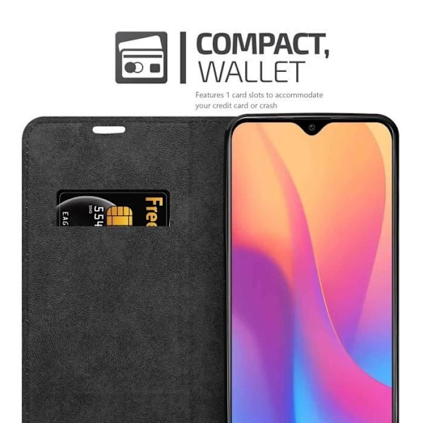 Coque - CADORABO - Xiaomi RedMi 8A - Svart Natt - Magnetisk stängning - Ställfunktion - Kortfack NATTSVART