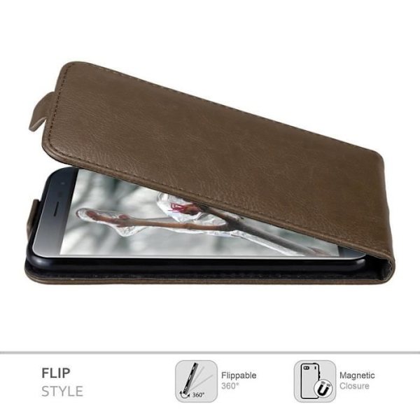 Coque - CADORABO - Asus ZenFone 3 - Syntetiskt läder - Magnetisk stängning - Fullständigt skydd kastanj