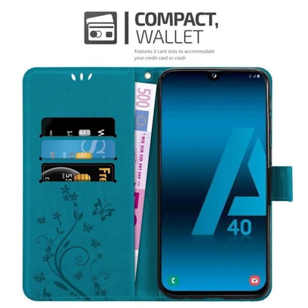 Cadorabo Fodral för Samsung Galaxy A40 / A40s i blått - blommig design Blå