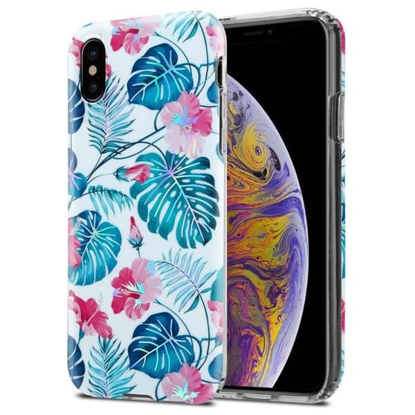 Skal för iPhone XS MAX i SKALDURKAR Blomsterdesign Vit