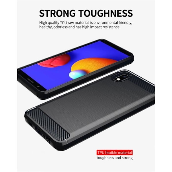Etui för Samsung Galaxy A10e/A20e - CADORABO - Borstad Svart - Silikon TPU - Lätt skydd - Kolfiberdesign Borstad svart