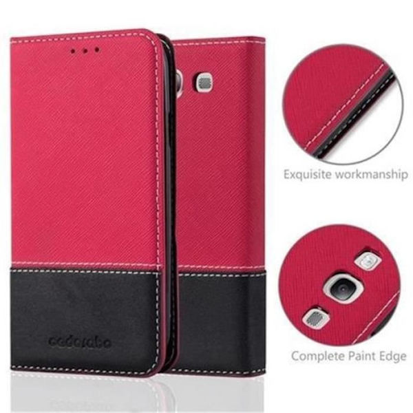 Cadorabo Fodral Samsung Galaxy S3 / S3 NEO RÖD SVART Kunstläder (LÄDER/MOKA) Magnetisk Fodral Skydd Stöder Stand Card Slot