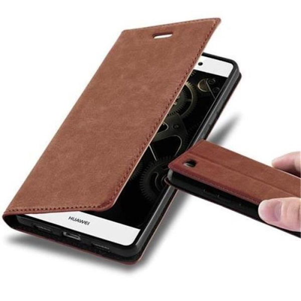 Huawei P8 LITE Fodral i MEDIUM BRUN från Cadorabo (INVISIBLE MAGNETIC CLOSURE Design) Helt skyddsfodral med flip flik