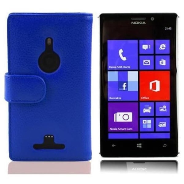 Coque - CADORABO - Nokia Lumia 925 - Strukturell konstläder - Magnetisk stängning - Ficka för kort Blå