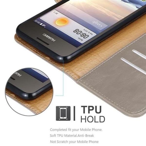 Fodral - CADORABO - Huawei Y330 - Läderimitation - Brun - Horisontell stativfunktion kastanj