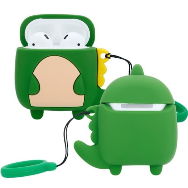 Cadorabo Fodral för Apple AirPod 1 & 2 Happy Dinosaur Design Portabelt Silikonhörlursfodral 3D Nyckelring Färgad