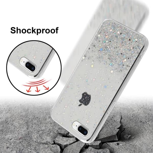 Transparent skal för iPhone 7 PLUS / 7S PLUS / 8 PLUS med glitter, skyddande design med glittrande effekt Vit