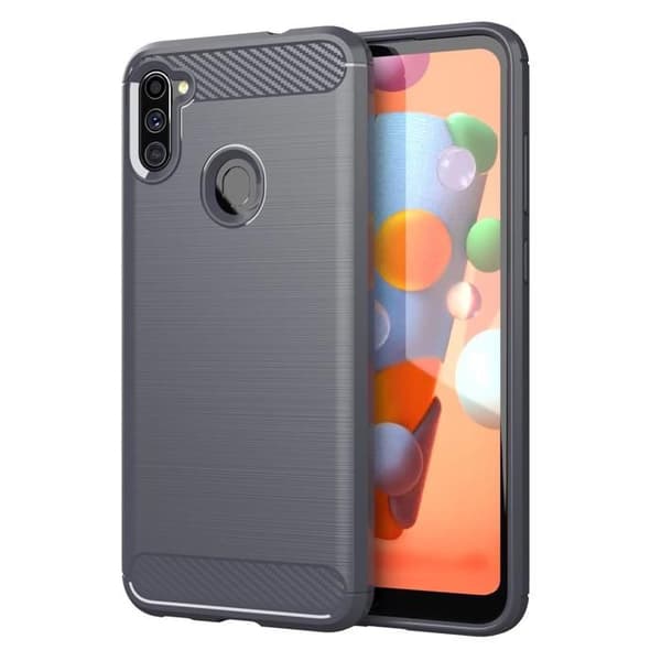 Skal för Samsung Galaxy A11 / M11 BORSTAD GRÅ Kolfiberdesign Grå